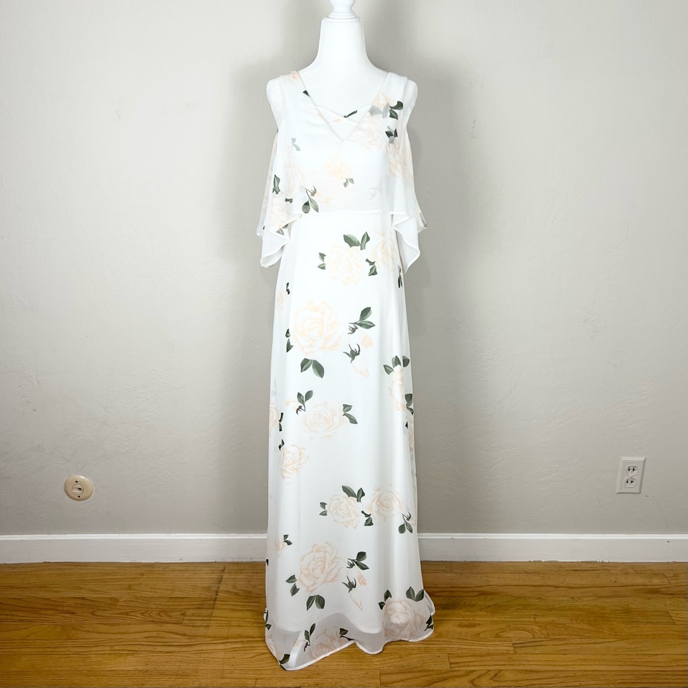 Lulu's The Very Thought of You White Floral Maxi Dress Size Small